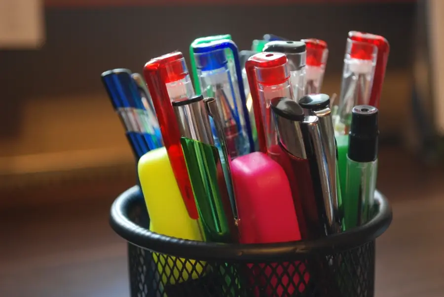 Desk Pen Cup with Assorted Pens, view 2